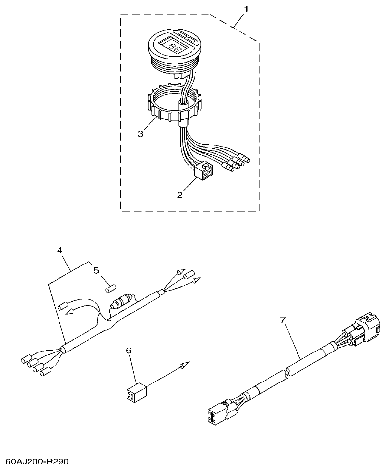 Yamaha F50DET, FT50CET METER parts diagram